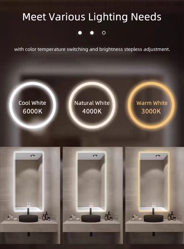 Modern Miroir Led Intelligent Touch Screen Wall Hung Smart Barber Shop Make up Bathroom Vanity Light Smart Mirror