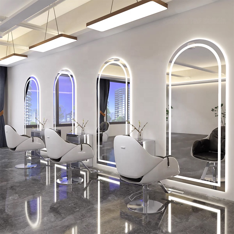 Wall-mounted LED Barber Mirror Frameless Full-length Dressing Miroir Salon Mirror With LED Lights