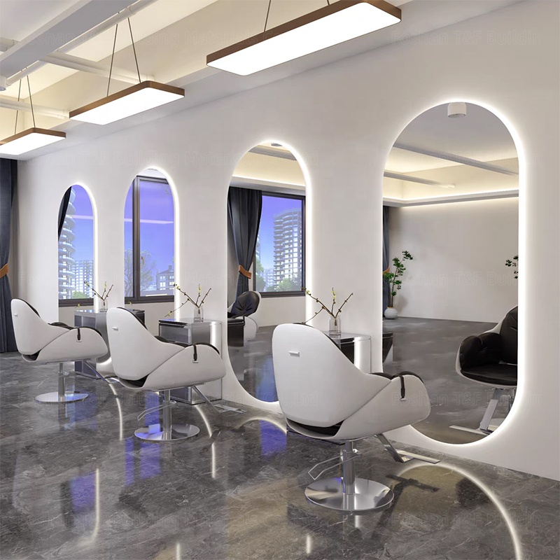 Wall-mounted LED Barber Mirror Frameless Full-length Dressing Miroir Salon Mirror With LED Lights