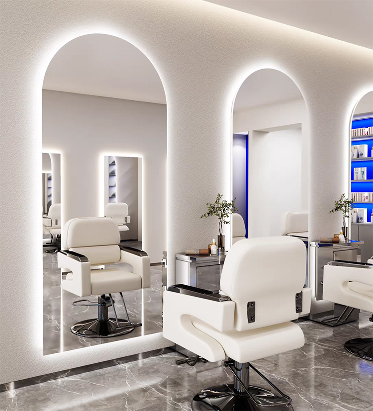 Wall-mounted LED Barber Mirror Frameless Full-length Dressing Miroir Salon Mirror With LED Lights