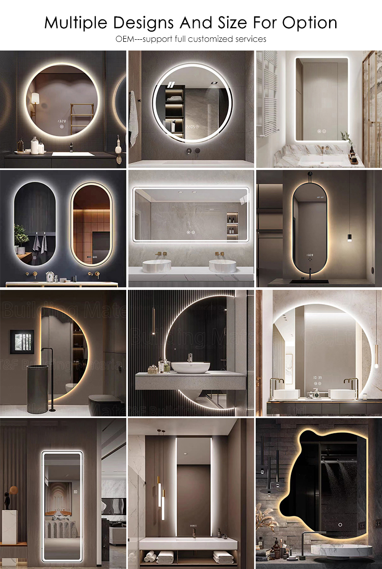 Wall-mounted LED Barber Mirror Frameless Full-length Dressing Miroir Salon Mirror With LED Lights