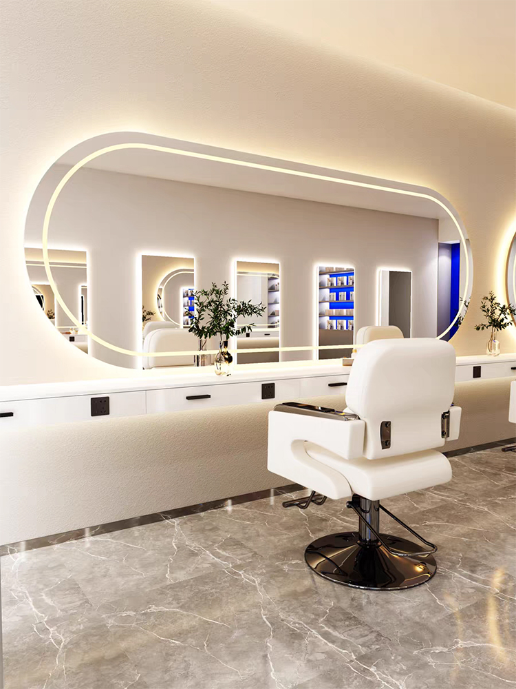 Wall-mounted LED Barber Mirror Frameless Full-length Dressing Miroir Salon Mirror With LED Lights