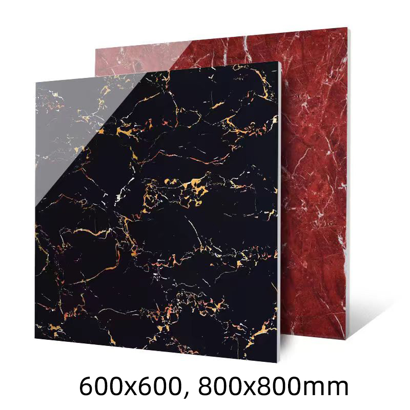 600x600 Glossy Black Gold Marble Tiles Carreaux Sol 60x60 Porcelain Polished Glazed Carrelage Black Floor Tile