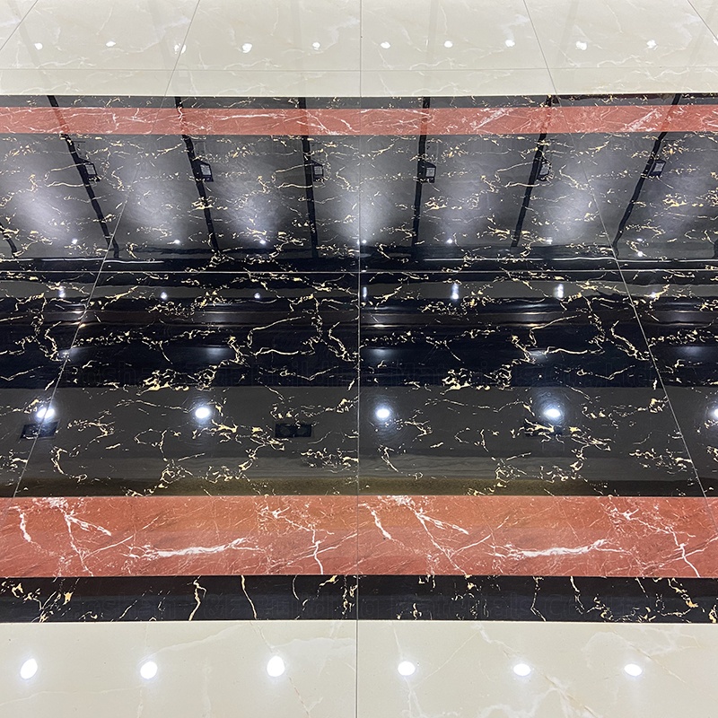 600x600 Glossy Black Gold Marble Tiles Carreaux Sol 60x60 Porcelain Polished Glazed Carrelage Black Floor Tile