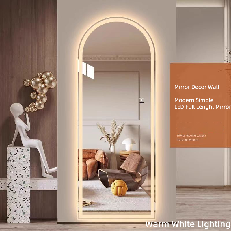 Custom Arch Mirror Full Length Frameless Barber Dressing Smart Miroir Led Full Body Wall Mirror With Led Light
