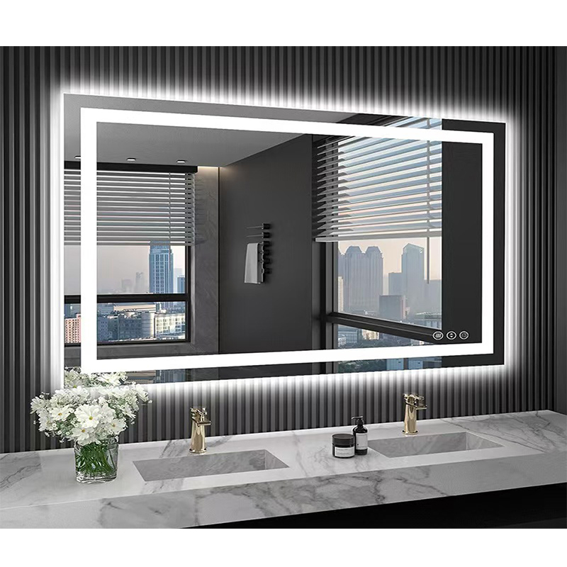 OEM Modern LED Smart Bathroom Mirrors Defogging Rectangle Intelligent Touch Dimming Backlit Miroir Frameless Bath Mirror
