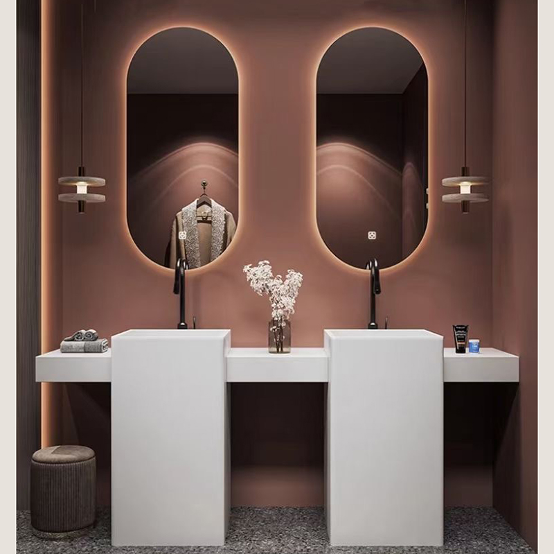 New Style Bathroom Vanity Wall Cabinet With Integrated Pedestal Sink and Smart Led Mirror Free Standing Bathroom Vanities