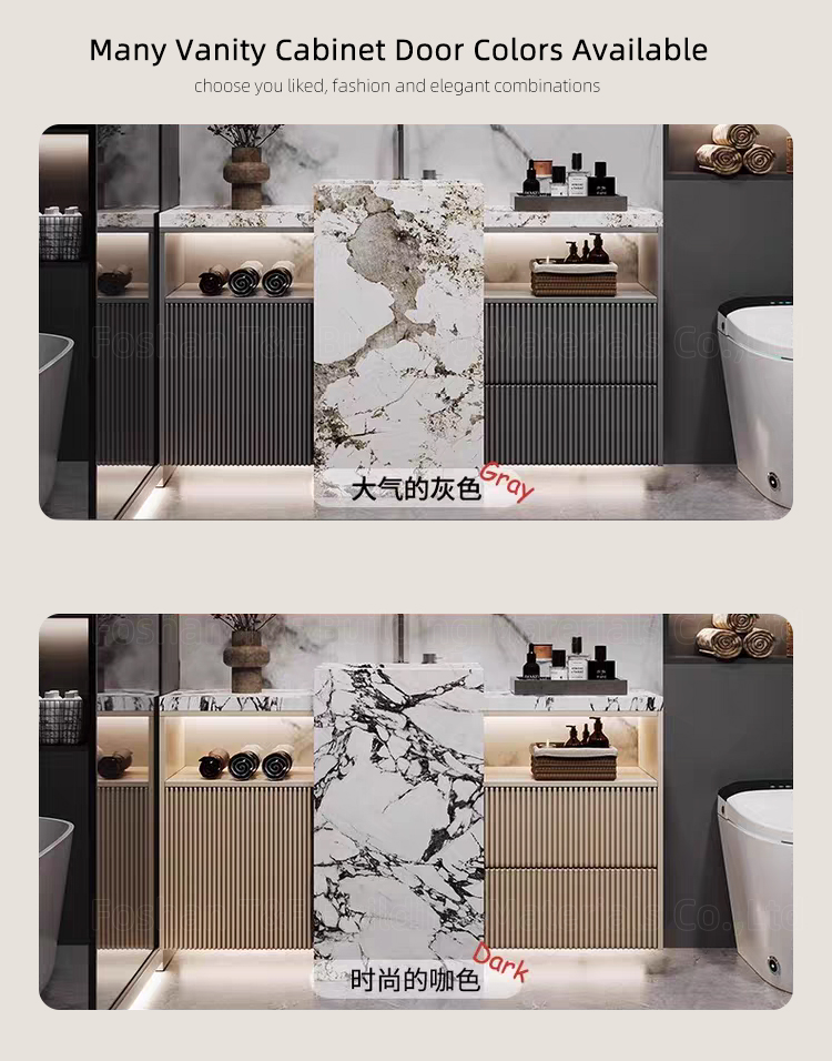New Style Bathroom Vanity Wall Cabinet With Integrated Pedestal Sink and Smart Led Mirror Free Standing Bathroom Vanities