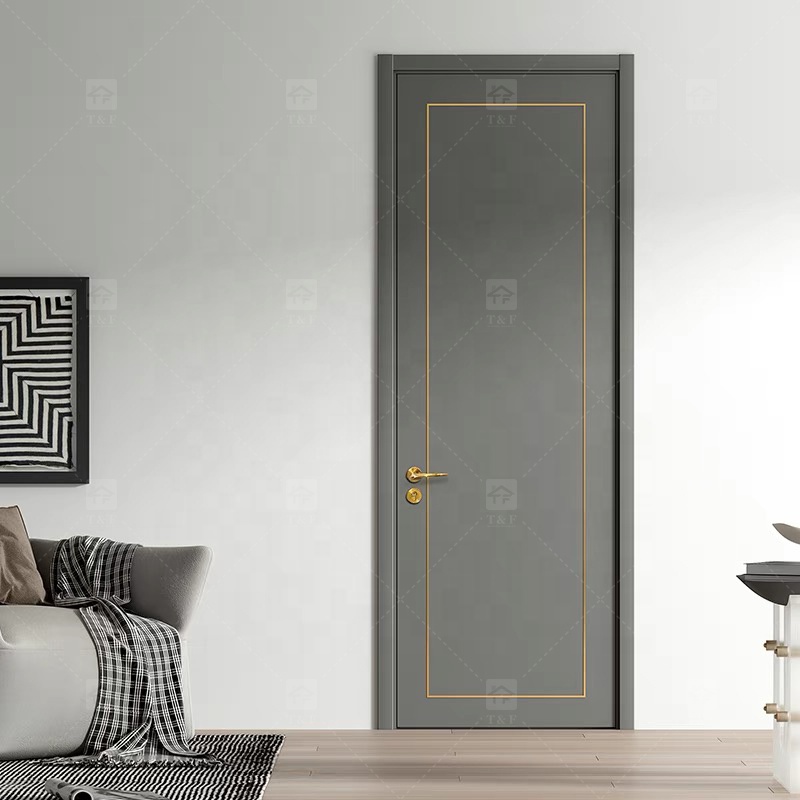 French Simple Design Sliding Interior Wood Door New Design Wooden Bedroom Door
