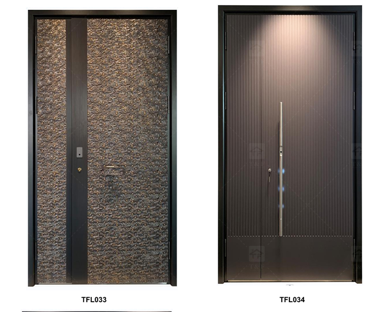 Hot Selling Custom High-End Modern Design External Entrance Front Safety Door Fashionable Door Decoration Exterior Application