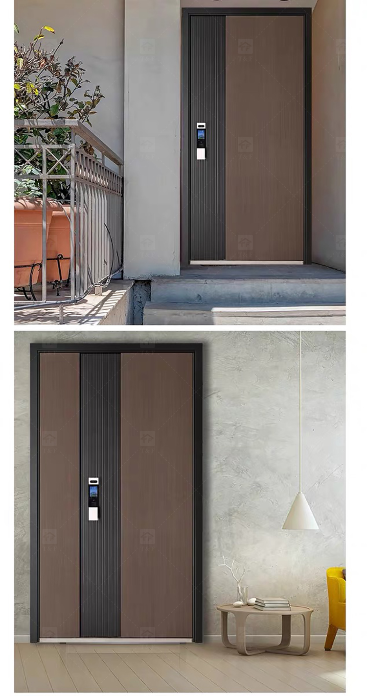 Hot Selling Custom High-End Modern Design External Entrance Front Safety Door Fashionable Door Decoration Exterior Application