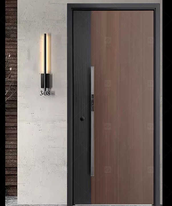Hot Selling Custom High-End Modern Design External Entrance Front Safety Door Fashionable Door Decoration Exterior Application