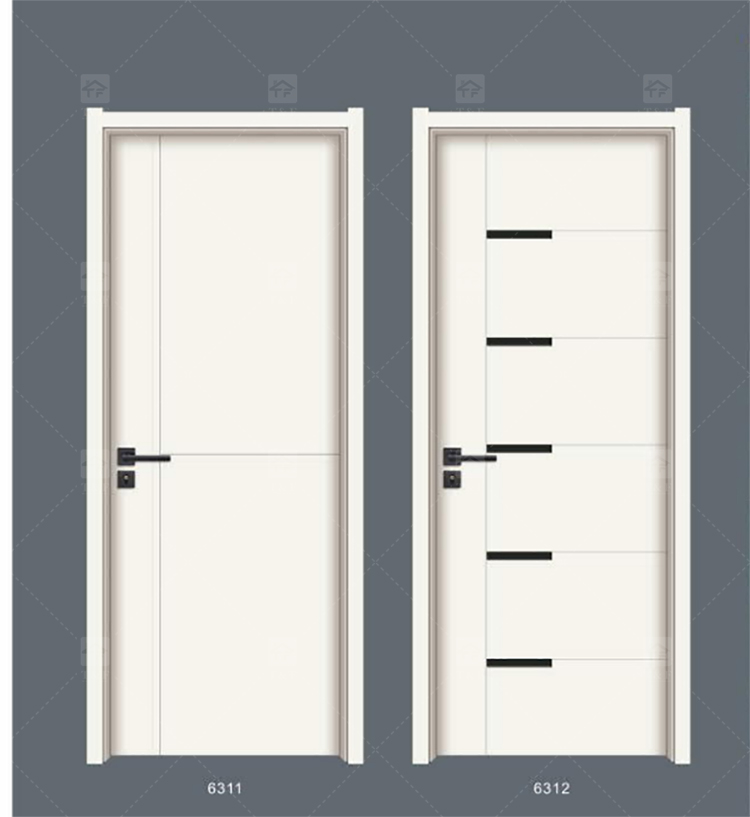 New Design French Modern Hotel Home Interior White Bedroom Door Solid Wood Interior French Door