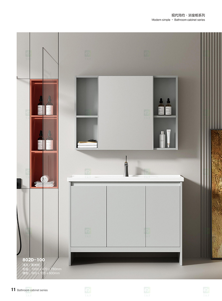 Project Wholesale Single Plywood Wall Floating Bathroom Vanity Cabinet With Ceramic Sink and Mirror