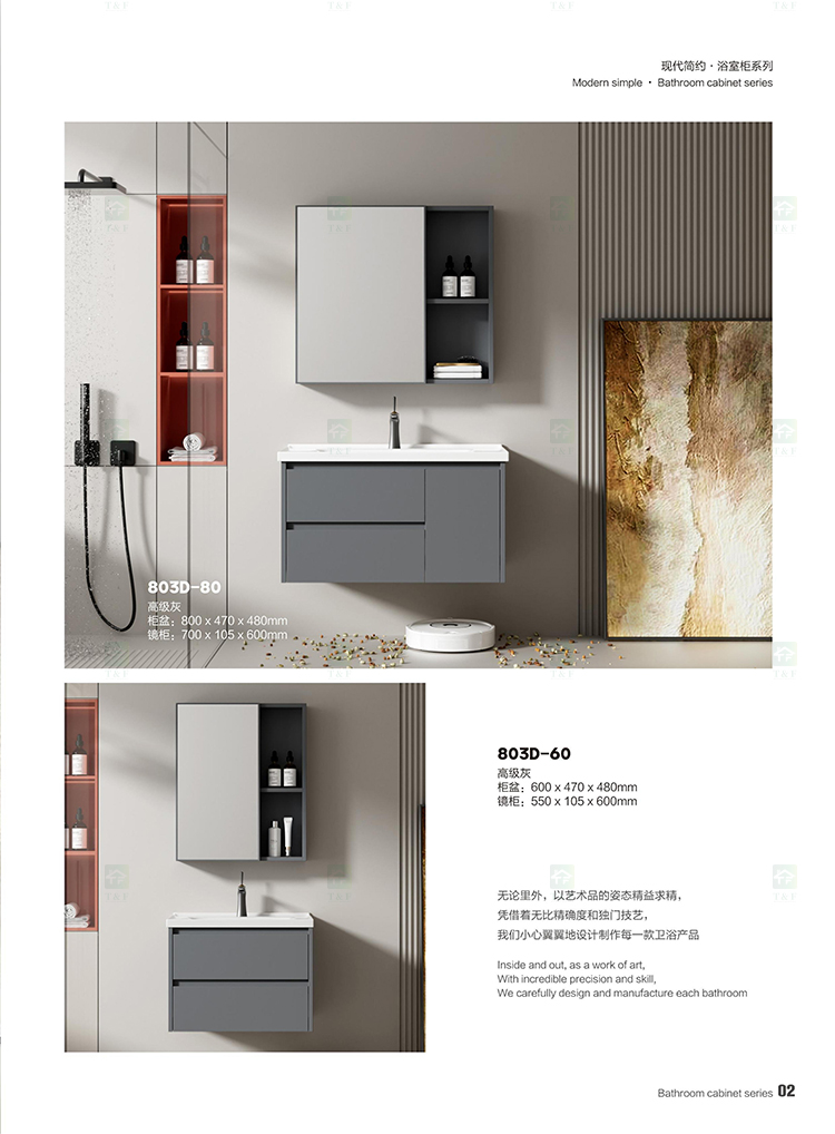 Project Wholesale Single Plywood Wall Floating Bathroom Vanity Cabinet With Ceramic Sink and Mirror