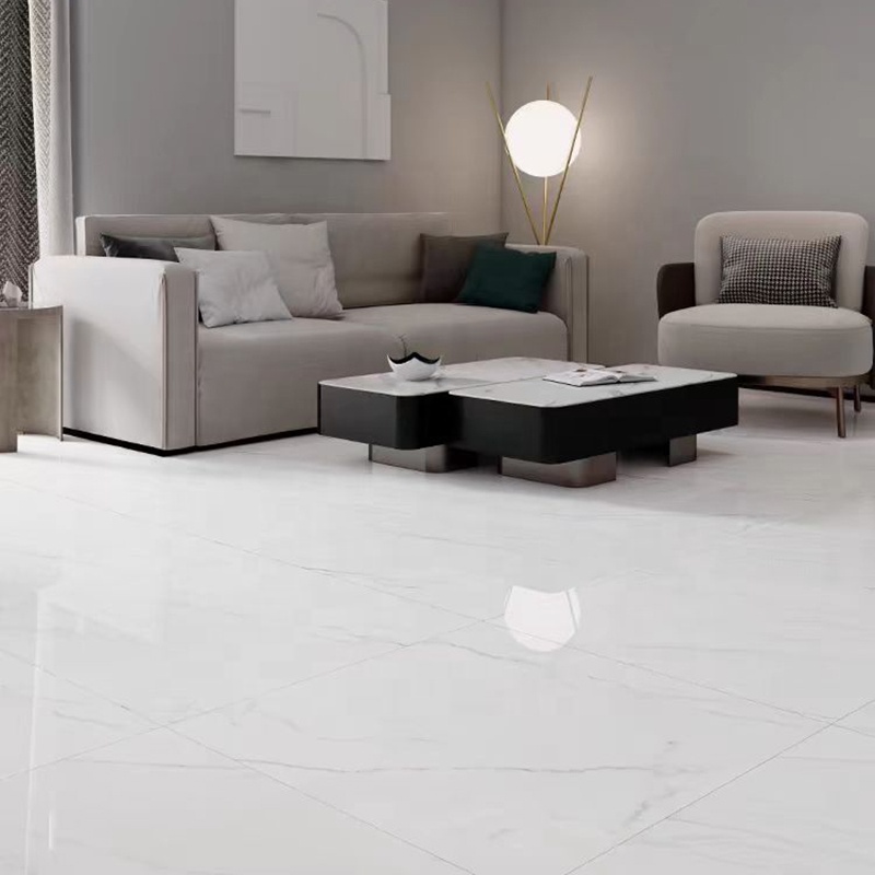 60 by 60 White Porcelain Glazed Carrelage Marbre Tiles for Modern Living Room or Hotel Floor 60x60 Carreaux De Sol Maison Tiles