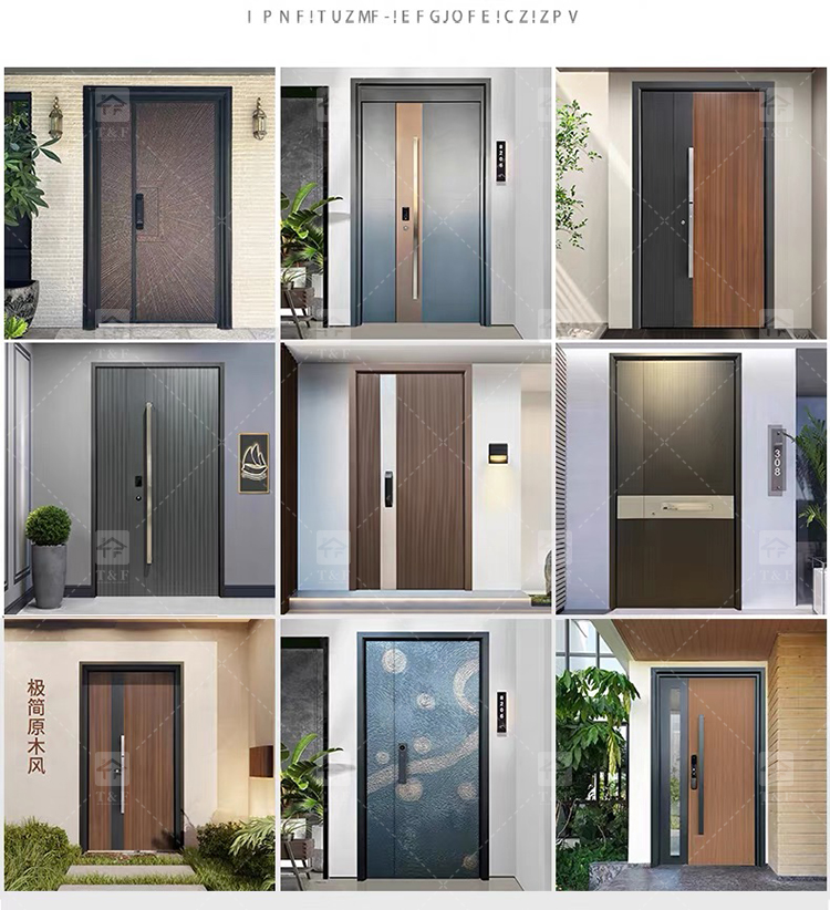 Luxury Double Exterior Doors Front Entrance Modern Door Exterior Entrance Door for Villia