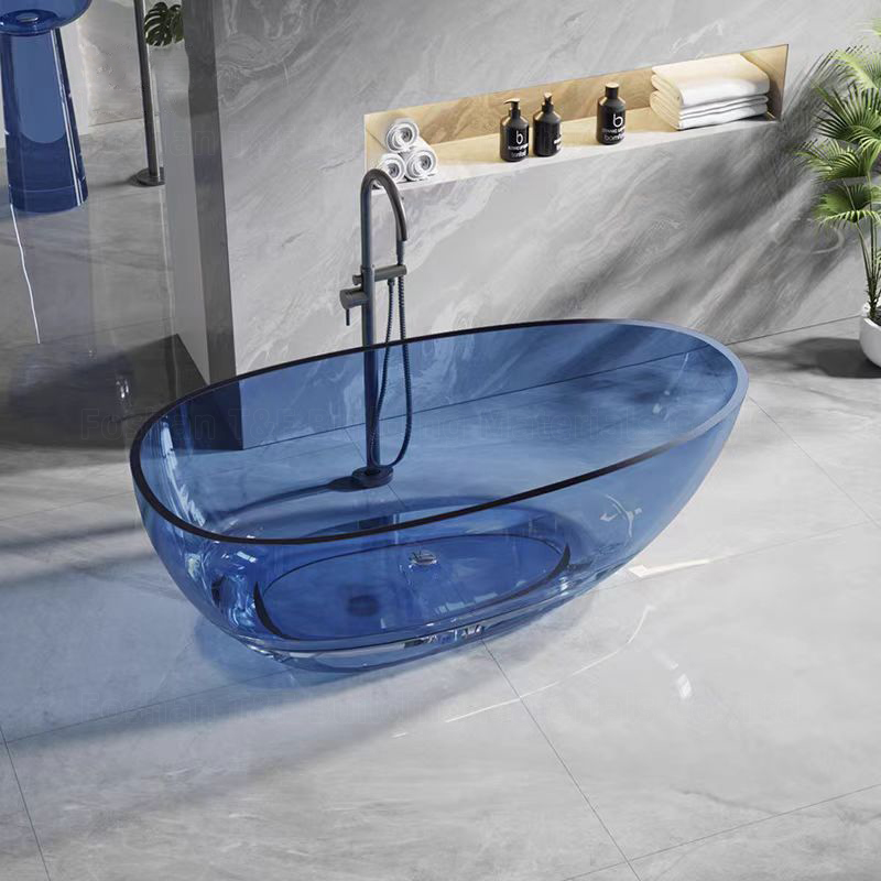 Indoor Modern Bath Tub Clear Acrylic Transparent Composite Resin Translucent Freestanding Bathroom Bathtubs for Adult
