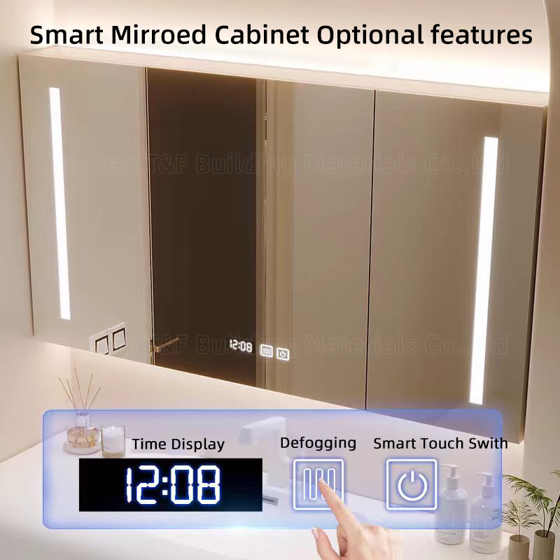New Creamy Style Skin-feel Artificial Stone Integrated Wash Basin Cabinet Wall Floating Bathroom Vanity Set With Smart Mirror