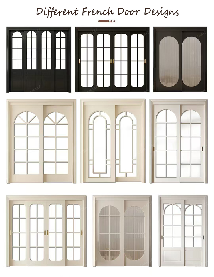 Hot Sale Classic Sliding Bedroom Door Simple Fashionable Design with Waterproof Solid Wood Clear Glass French Interior Style