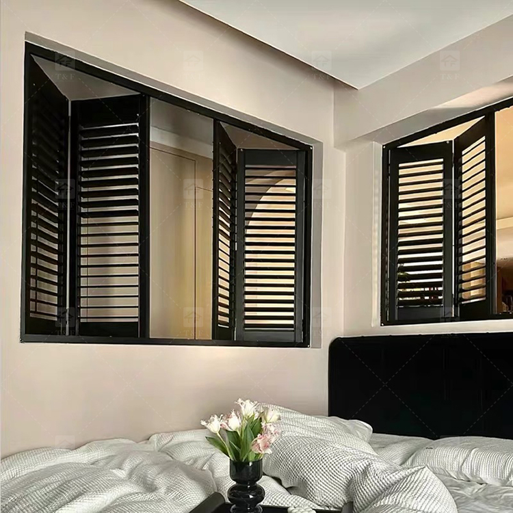 Modern Style High Quality Wooden Plantation Window Louver Western Style Adjustable Shutters Bathroom House Fashionable Window