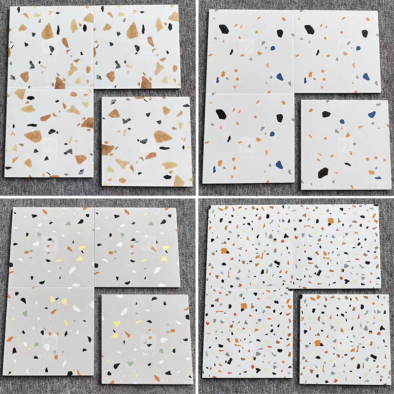 Factory Price 30x30 12x12 Rustic Terrazzo Stone Matte Glazed Ceramic Porcelain Tiles for Kitchen Bathroom Toilet Floor