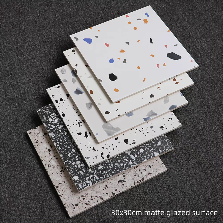 Factory Price 30x30 12x12 Rustic Terrazzo Stone Matte Glazed Ceramic Porcelain Tiles for Kitchen Bathroom Toilet Floor