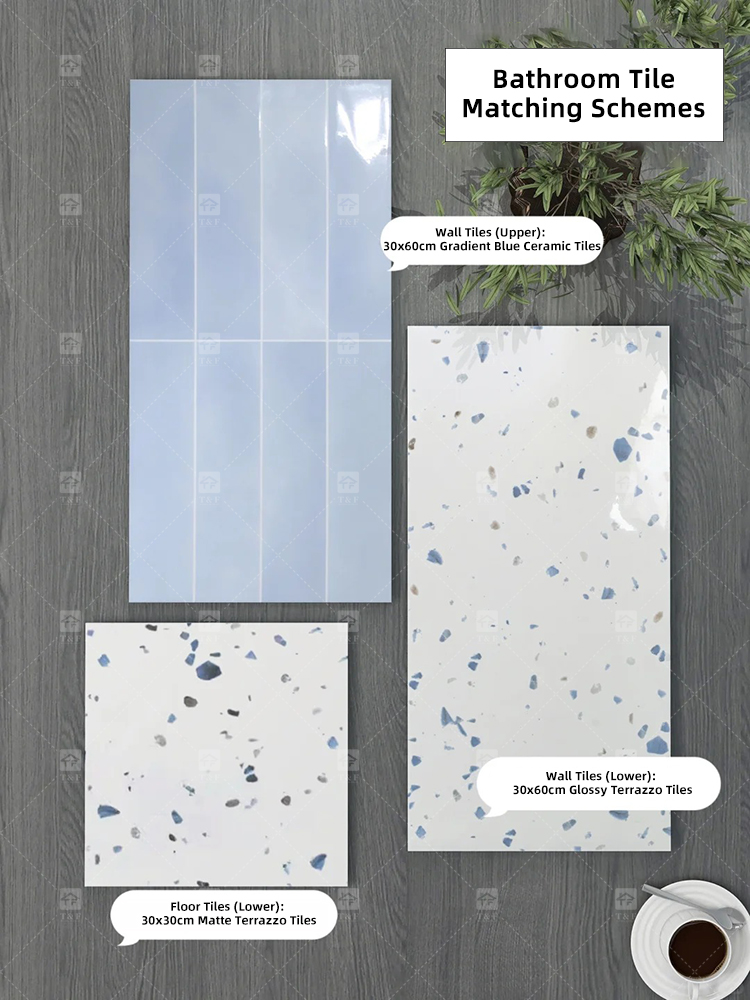 Factory Price 30x30 12x12 Rustic Terrazzo Stone Matte Glazed Ceramic Porcelain Tiles for Kitchen Bathroom Toilet Floor