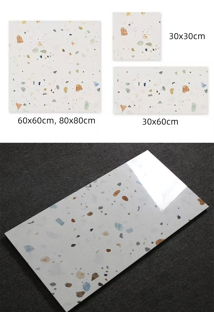 Factory Price 30x30 12x12 Rustic Terrazzo Stone Matte Glazed Ceramic Porcelain Tiles for Kitchen Bathroom Toilet Floor