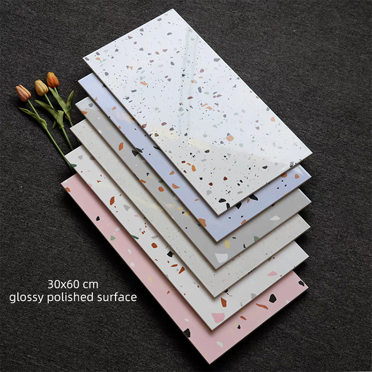 Factory Price 30x30 12x12 Rustic Terrazzo Stone Matte Glazed Ceramic Porcelain Tiles for Kitchen Bathroom Toilet Floor