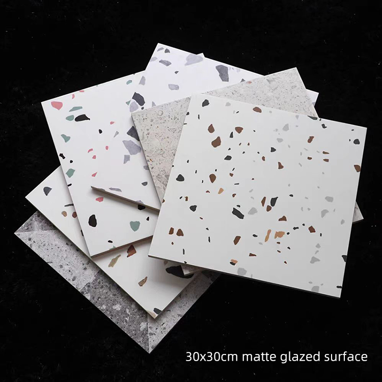 Factory Price 30x30 12x12 Rustic Terrazzo Stone Matte Glazed Ceramic Porcelain Tiles for Kitchen Bathroom Toilet Floor