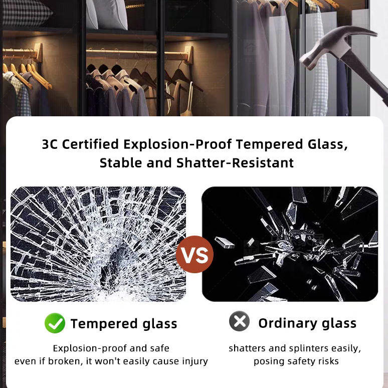 Custom Modern Glass Door Wardrobe Bedroom Furniture Portable Hotel Home Wooden Wardrobe Closet