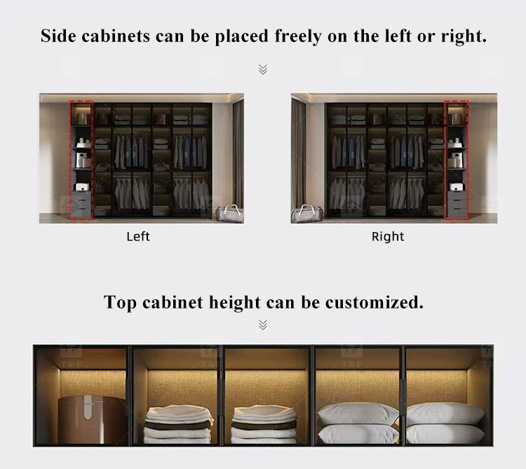 Custom Modern Glass Door Wardrobe Bedroom Furniture Portable Hotel Home Wooden Wardrobe Closet