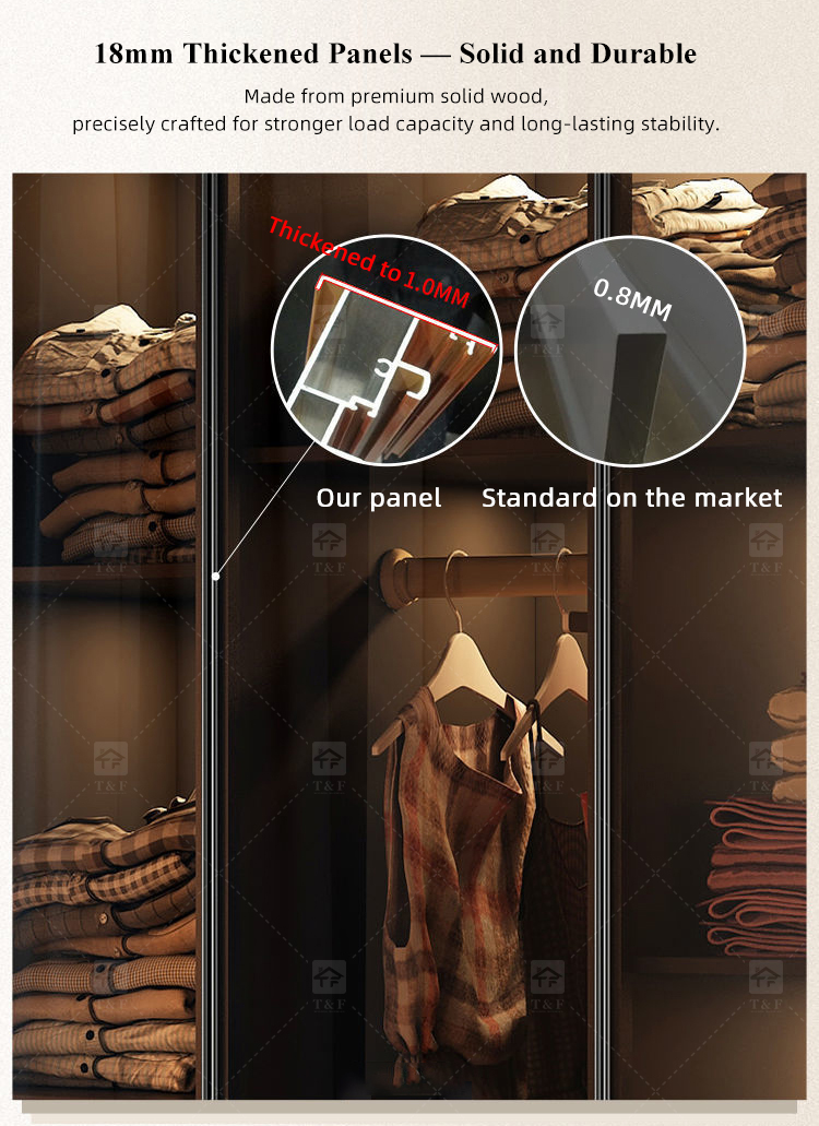 Custom Modern Glass Door Wardrobe Bedroom Furniture Portable Hotel Home Wooden Wardrobe Closet