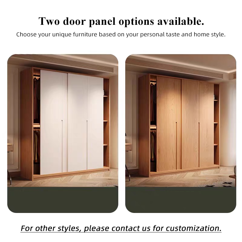 Custom Solid Wood Sliding Door Closet Design Wooden Home Bedroom Furniture Cabinets Clothing Wardrobe