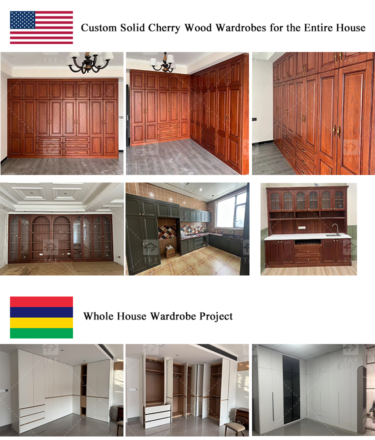 Custom Solid Wood Sliding Door Closet Design Wooden Home Bedroom Furniture Cabinets Clothing Wardrobe