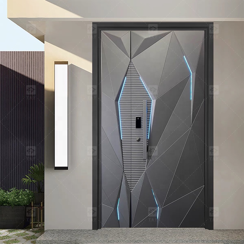 Italian Style Modern Entrance Door Waterproof Stainless Steel Aluminum Security Door for Exterior New Design for Houses