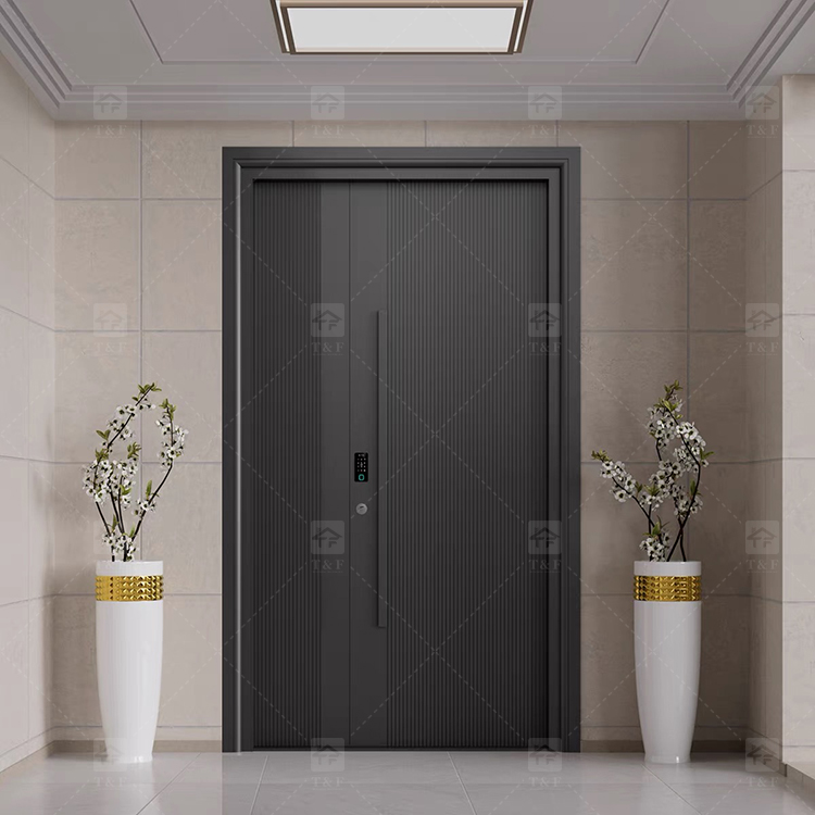 Italian Style Modern Entrance Door Waterproof Stainless Steel Aluminum Security Door for Exterior New Design for Houses
