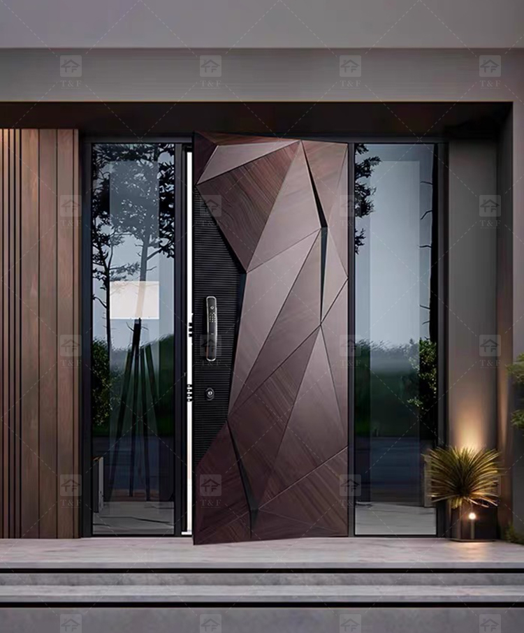 Italian Style Modern Entrance Door Waterproof Stainless Steel Aluminum Security Door for Exterior New Design for Houses