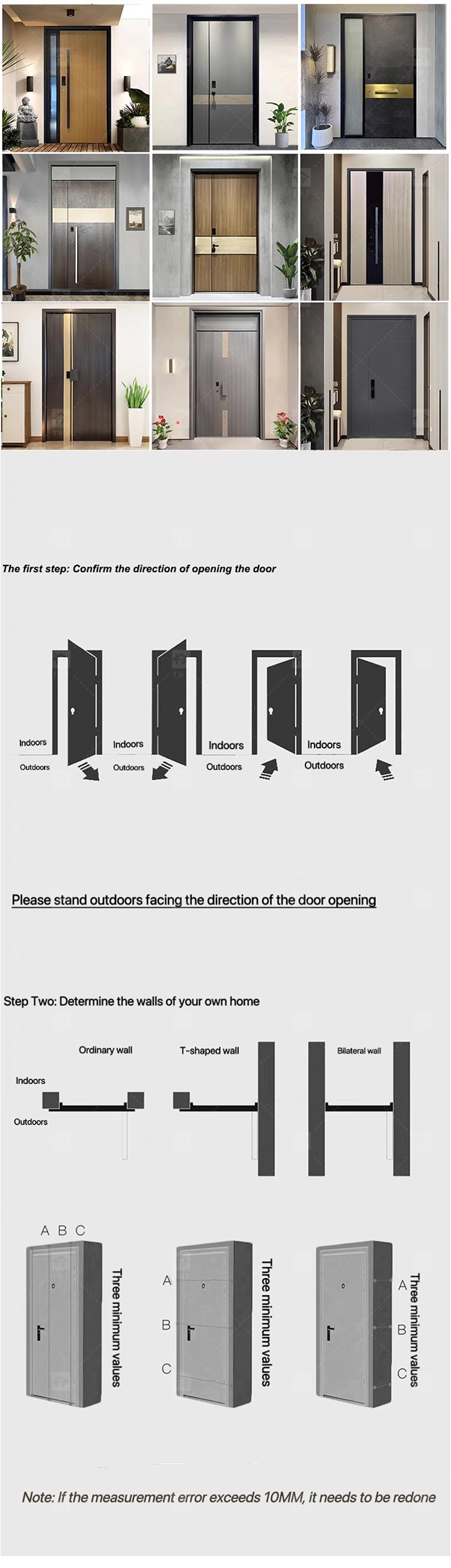 Modern Luxury Aluminum Sliding Entrance Doors Secure Villa Security Entrance Door