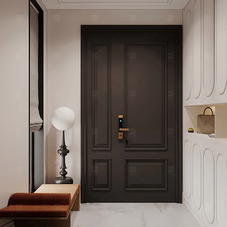 Modern French Style Metal Entry Security Front Door Waterproof Anti-Theft for Exterior Houses and Apartments