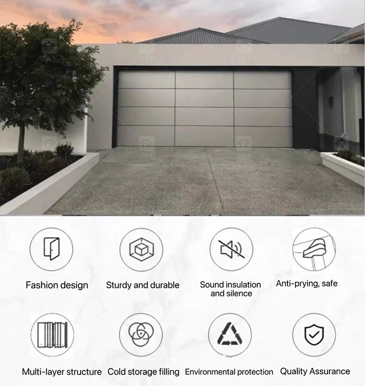 Modern Anti-Theft Automatic Aluminum Alloy Garage Door for Homes Exterior Finished Surface Waterproof Feature