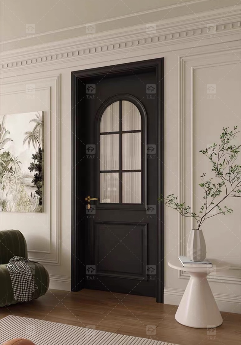 Modern Retro French Interior Glass Wood Door Factory Direct for Home  Office Finished Surface for Apartment