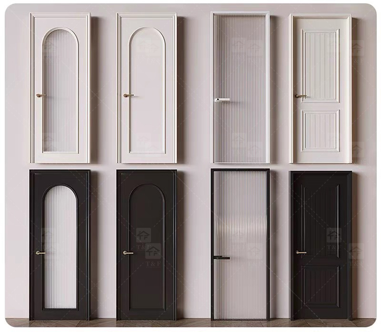 Modern Retro French Interior Glass Wood Door Factory Direct for Home Office Finished Surface for Apartment