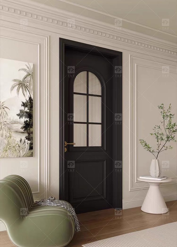 Modern Retro French Interior Glass Wood Door Factory Direct for Home Office Finished Surface for Apartment