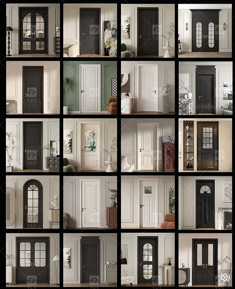 Modern Retro French Interior Glass Wood Door Factory Direct for Home Office Finished Surface for Apartment