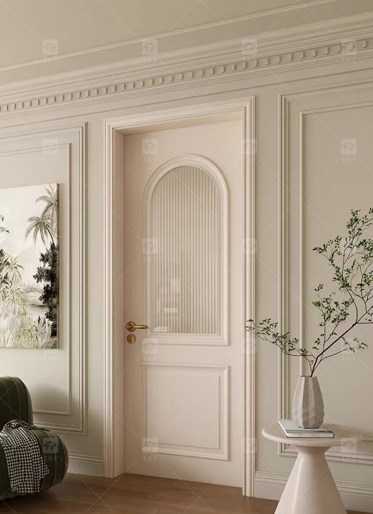 Modern Retro French Interior Glass Wood Door Factory Direct for Home Office Finished Surface for Apartment