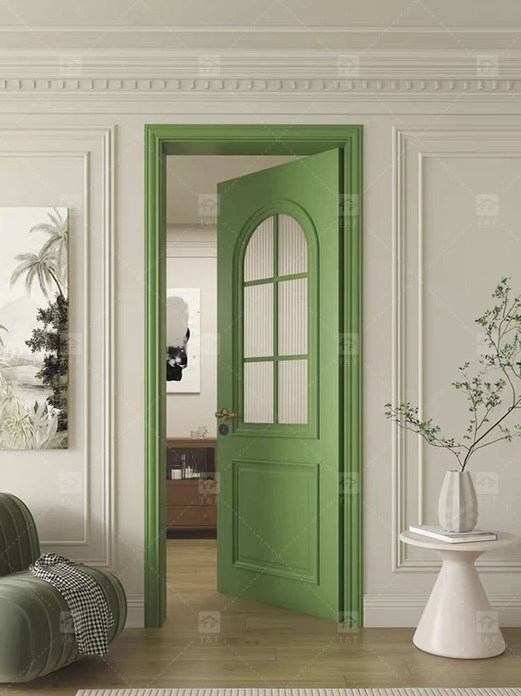Modern Retro French Interior Glass Wood Door Factory Direct for Home Office Finished Surface for Apartment