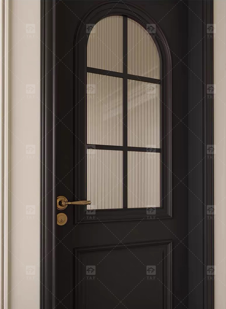 Modern Retro French Interior Glass Wood Door Factory Direct for Home Office Finished Surface for Apartment