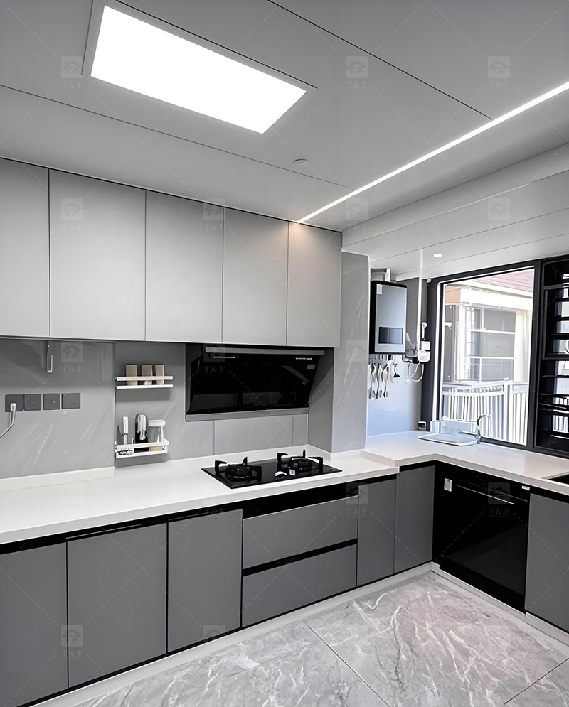 Modern Complete White Kitchen Cabinets in Ltaly Style Aluminum Design with Cupboards for Kitchen Design